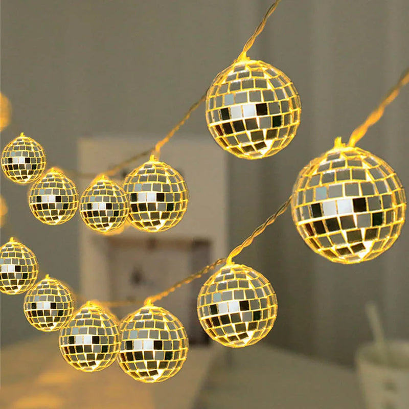 guirlande lumineuse 20 leds miroir boule disco décoratif à piles