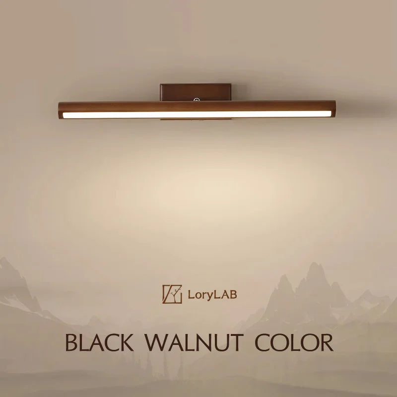 Wooden Mirror headlight, Wabi-sabi Modern Vintage style, wall light for Bathroom, Bedroom, dining room, Study lighting