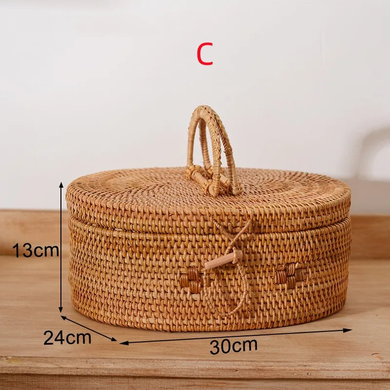 panier de rangement en rotin pour aliments et thé