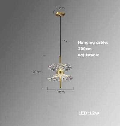 suspension en verre cristal art déco avec éclairage led