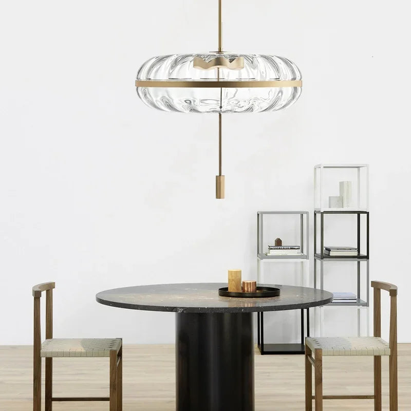 suspension design post-moderne en verre effet ondulation luxe