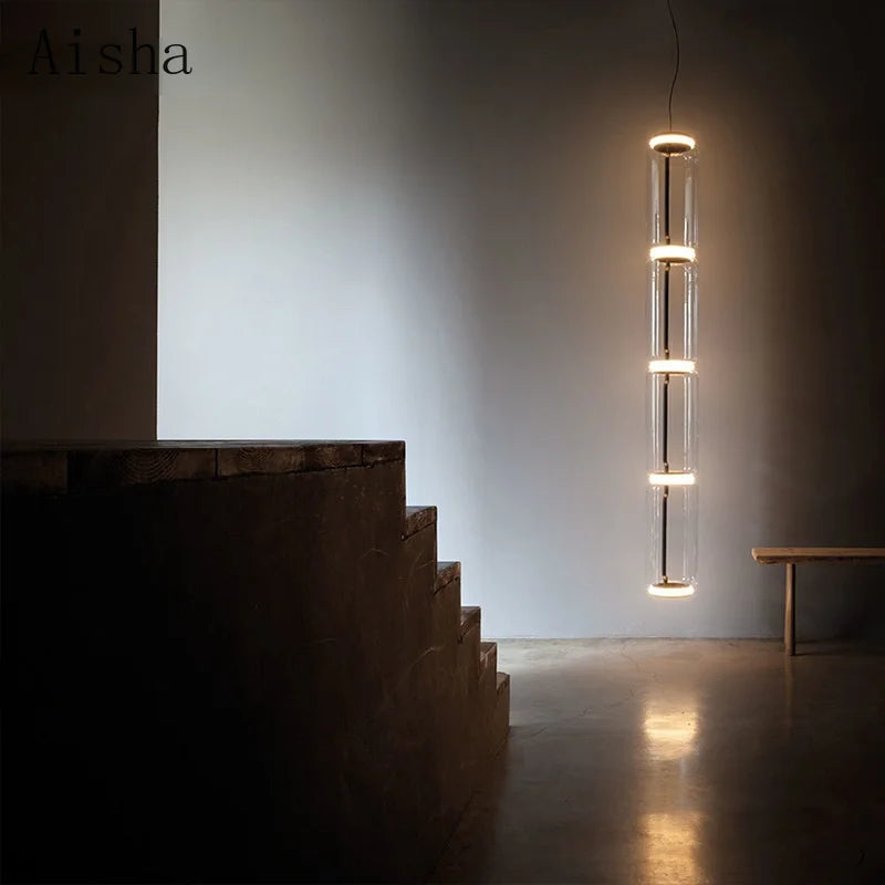 suspension design en verre lourd avec éclairage led moderne