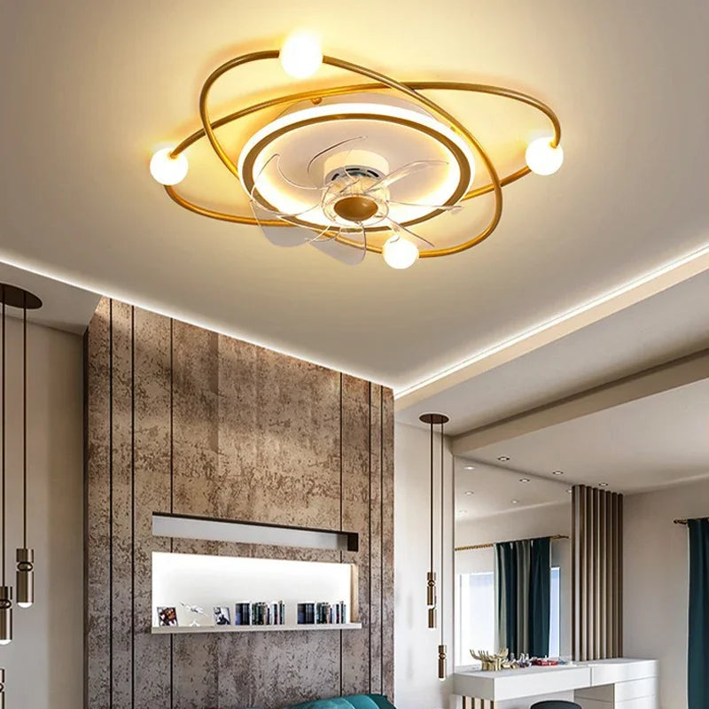 lustre led moderne avec ventilateur pour décoration intérieure