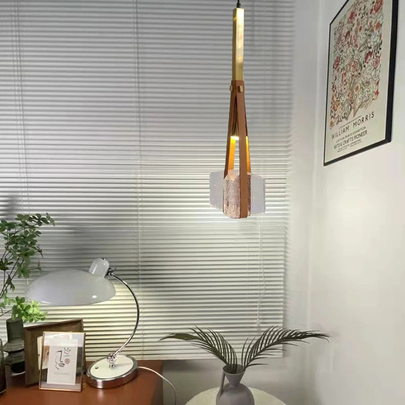 lampe suspendue en résine et cuir artificiel style nouveau réglable en hauteur