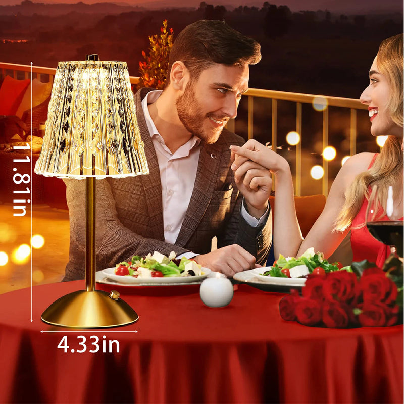 1-4Pcs LED Crystal Table Lamp Touch Sensor Desk Lamp USB Cordless Night Light Restaurant Atmosphere Lamp Bar Cafe Home Decor