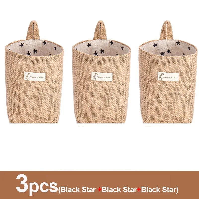 lot de 3 paniers suspendus en toile de jute pour rangement et décoration