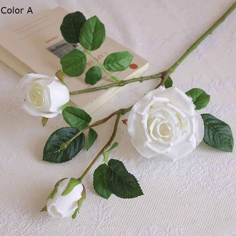 3 têtes de roses artificielles pour décoration de mariage et chambre