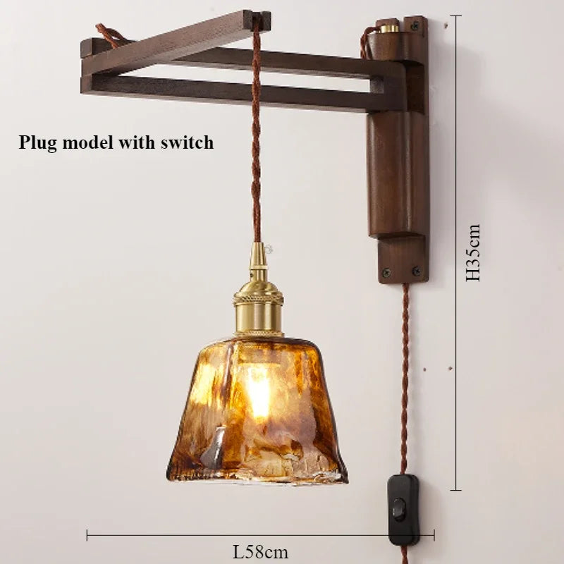 lampe moderne en bois de noyer avec lumière led décorative