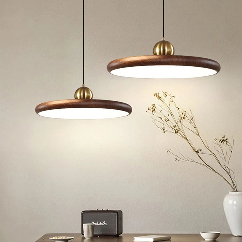 lustre en fer imitation grain de bois luminaires suspendus variables