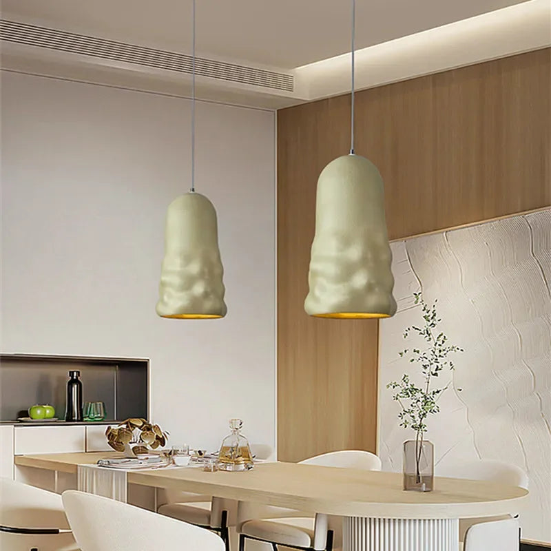 Nordic Wabi Sabi Dining Room Pendant Lights French Creamy Wind Loft Bedroom Cafe Chandelier Lamp Bar Table LED Home Decor Lamps