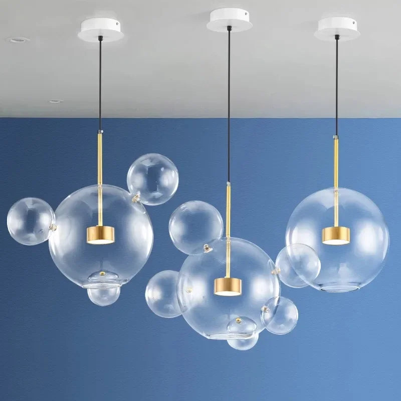 suspension moderne en verre design bulle pour intérieur élégant