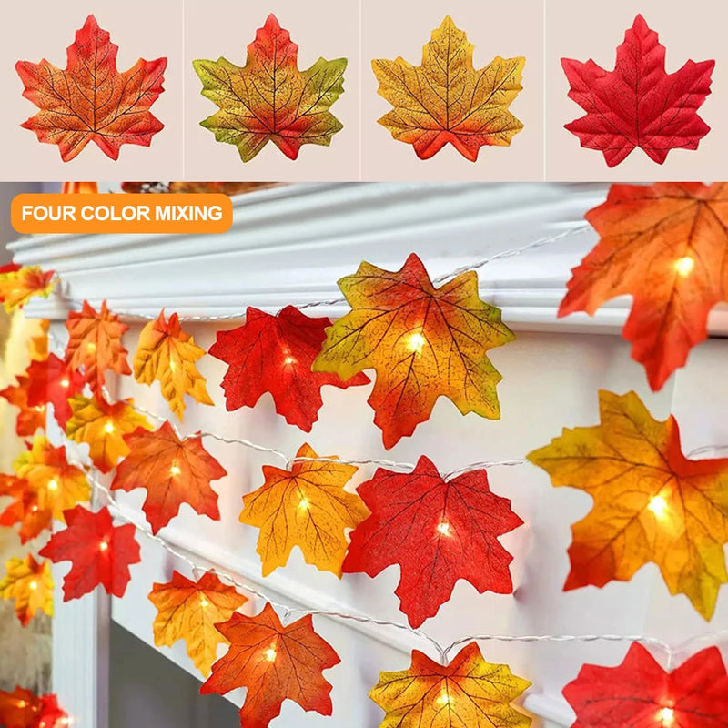 guirlande lumineuse feuilles dérable pour décorations automne hiver