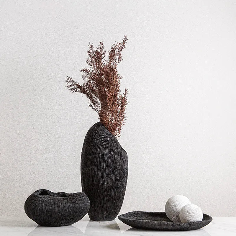 vase en résine avec texture corail pour décoration moderne