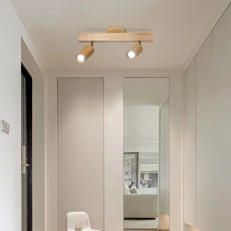 Bois/plafonnier LED moderne pour allée chambre vestiaire toilette magasin couloir luminaire sur rail Long lustre avec projecteur