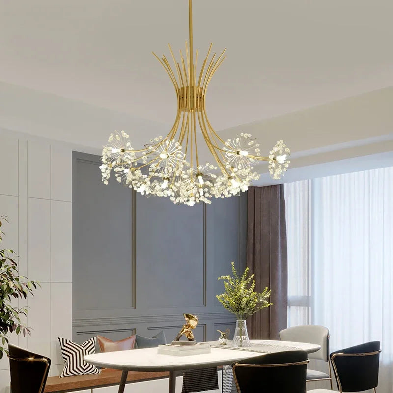 lustre moderne en cristal avec 	 led luminaria lampadario