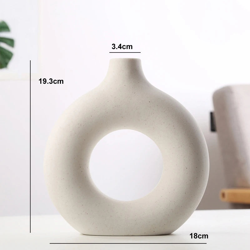 vase circulaire en céramique pour décoration intérieure et fleurs