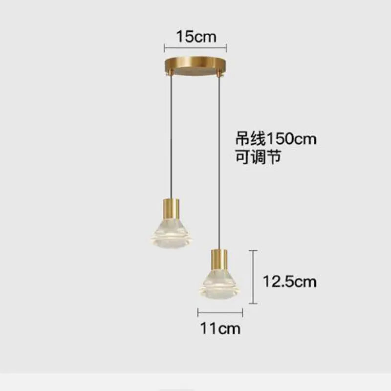 lustre en cuivre avec éclairage led moderne pour décoration intérieure