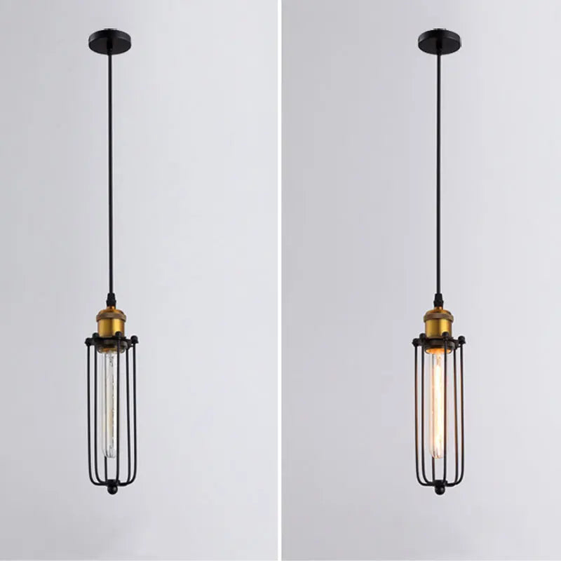 lampes suspendues industrielles vintage avec cage en fer