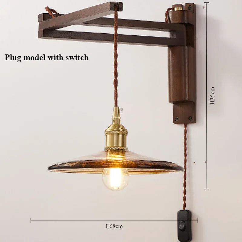 lampe moderne en bois de noyer avec lumière led décorative