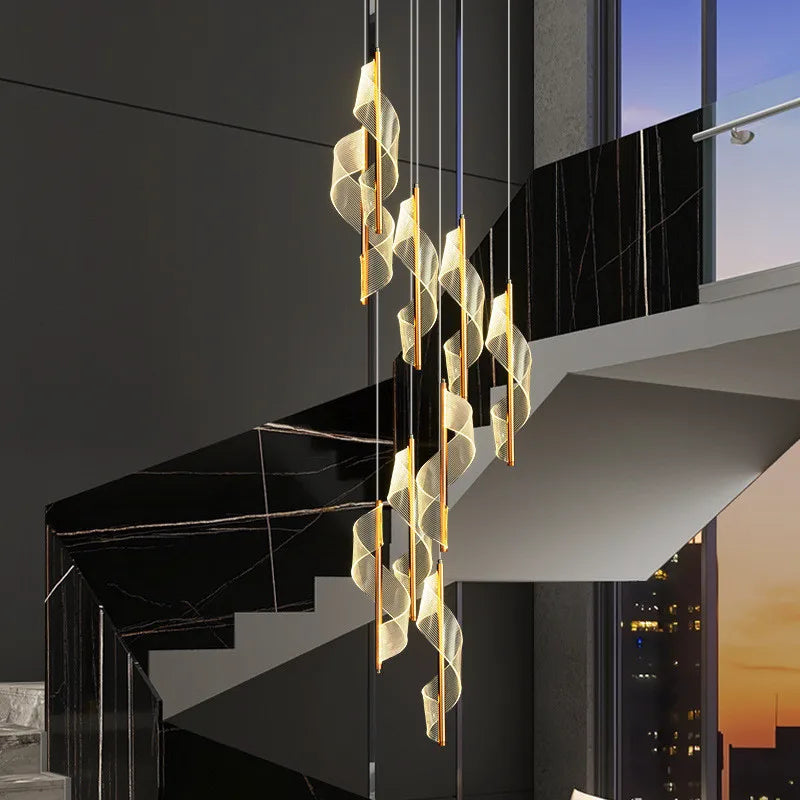 lustre led moderne en acrylique pour escaliers en colimaçon