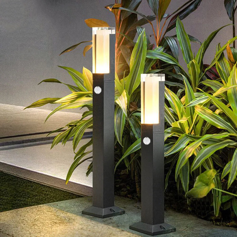 bornes lumineuses led étanches avec détecteur de mouvement pour jardin extérieur