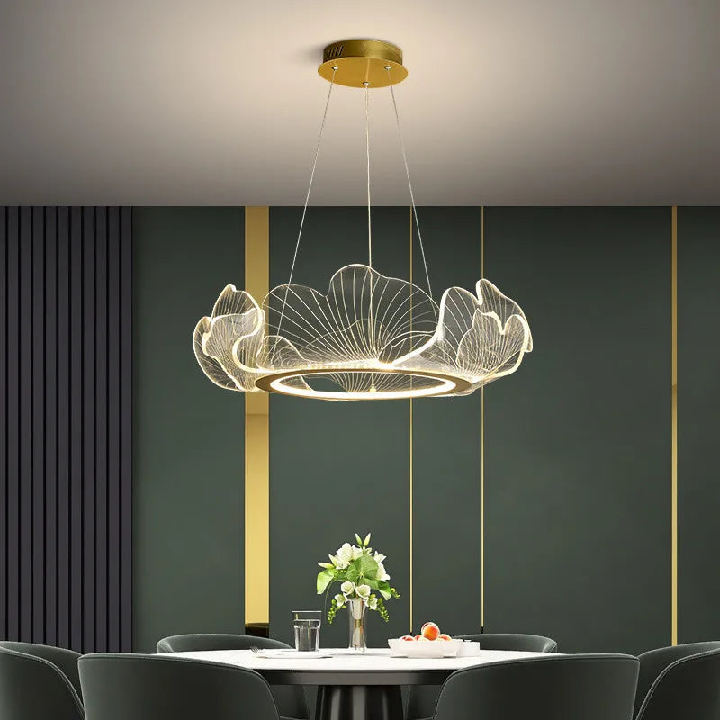 lustre led postmoderne de luxe réglable lotus feuille minimaliste