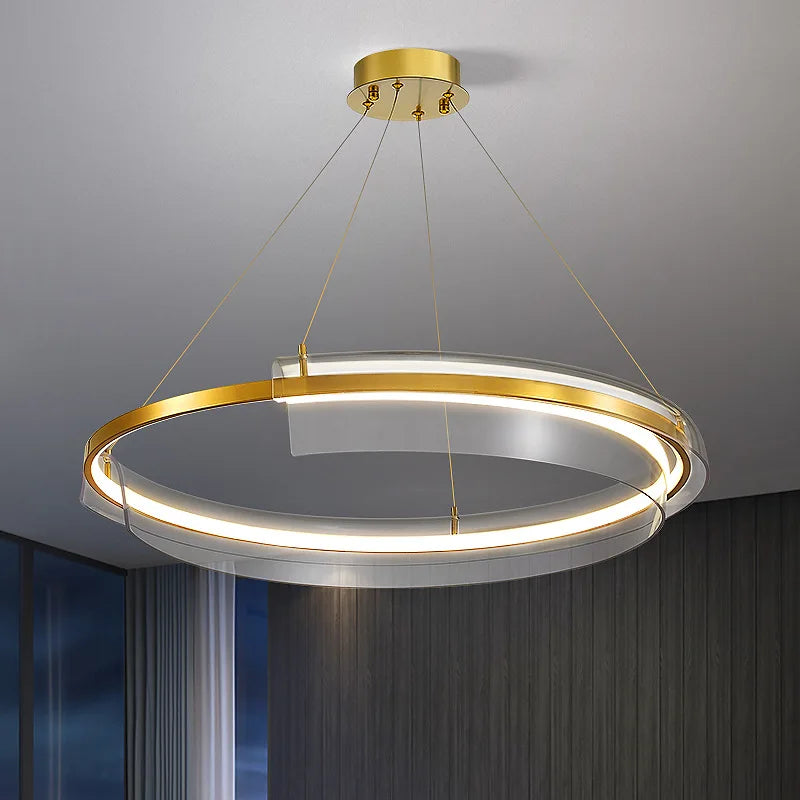 lustre led de luxe simple anneau dimmable pour maison hôtel