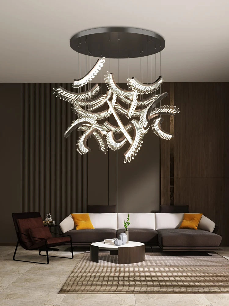 lustre de luxe postmoderne acrylique plume design nordique