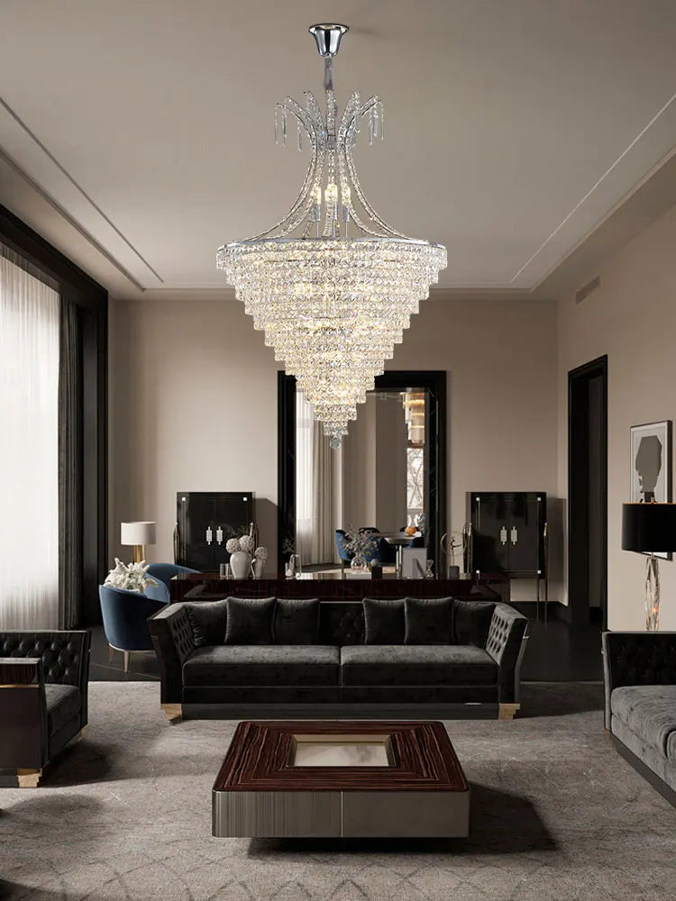 lustre en cristal chrome pour éclairage intérieur élégant