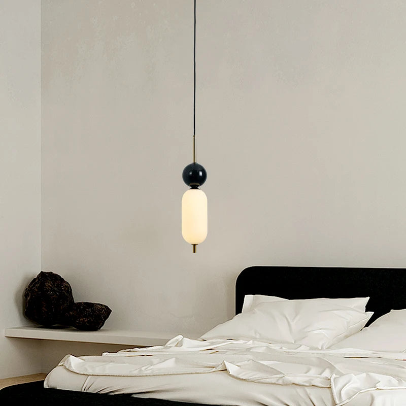 lustre led en boule de marbre naturel avec fil réglable