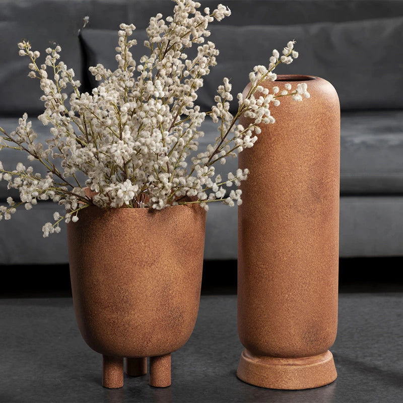 vase géométrique en céramique pour décoration florale artisanale