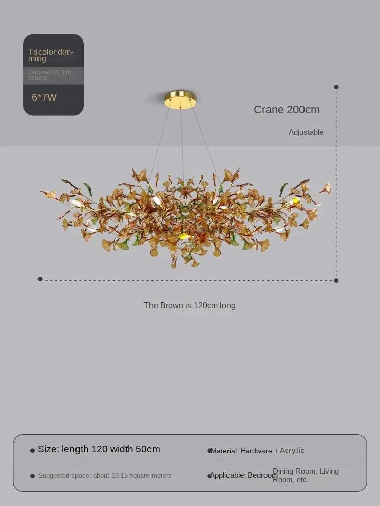 suspension moderne en ginkgo en verre personnalisée pour un éclairage élégant