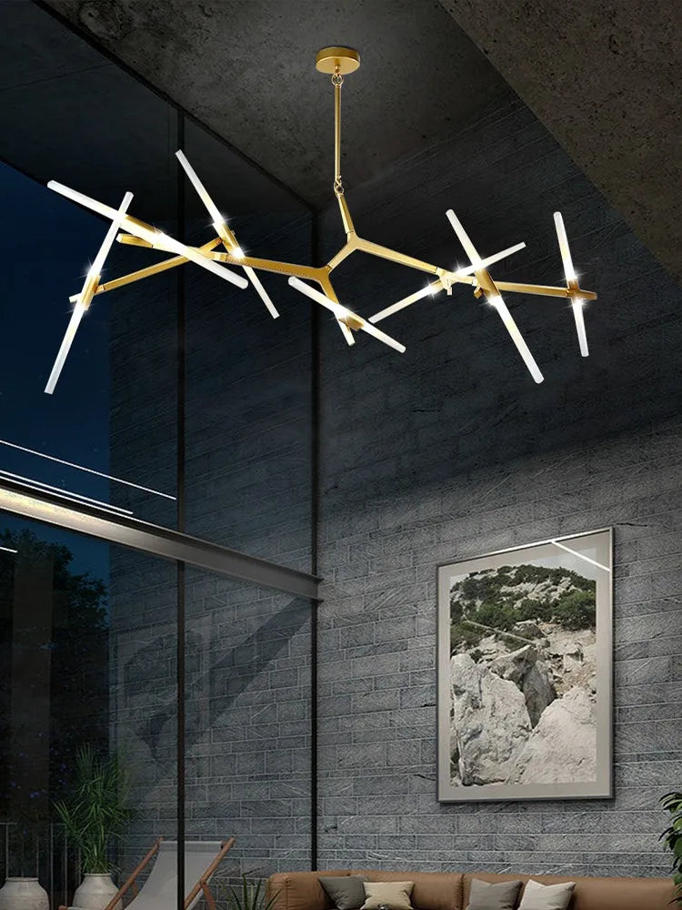 lustre moderne led rotatif simple pour duplex loft