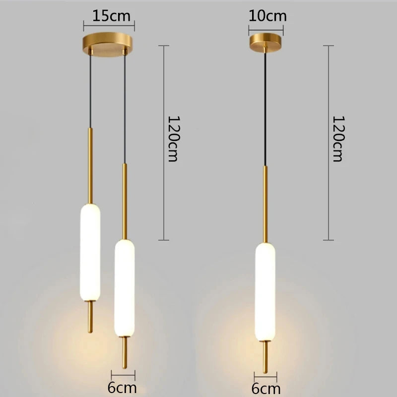 suspension nordique double tête en métal et verre minimaliste