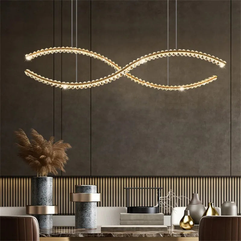 lustre moderne minimaliste en cristal led pour décoration maison