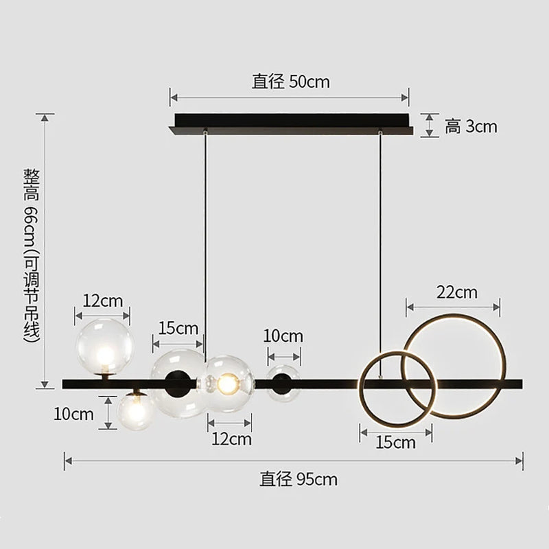 lustre moderne en verre design lumineux pour intérieur