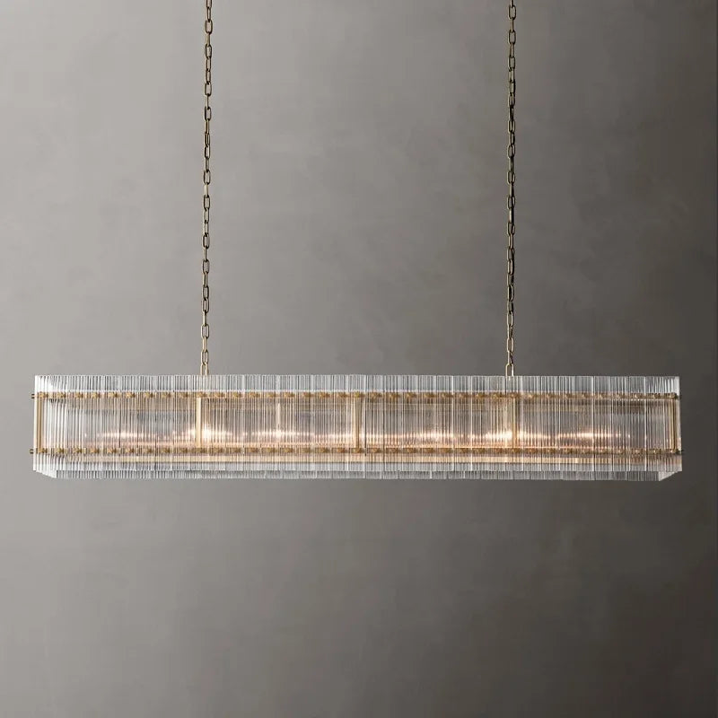 lustre rectangulaire en cristal pour éclairage de luxe