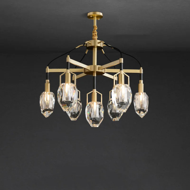 lustre design moderne en cristal avec abat-jour fantaisie