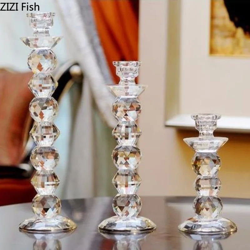 bougeoir en verre cristal accessoires pour dîners aux chandelles