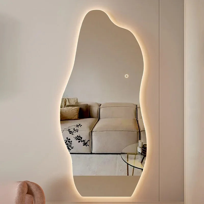 miroir lumineux décoratif style nordique irrégulier pour intérieur élégant