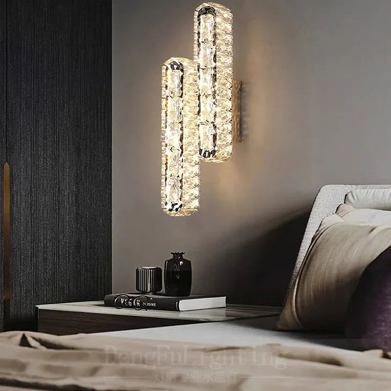 lustre led moderne en cristal avec intensité variable pour la maison