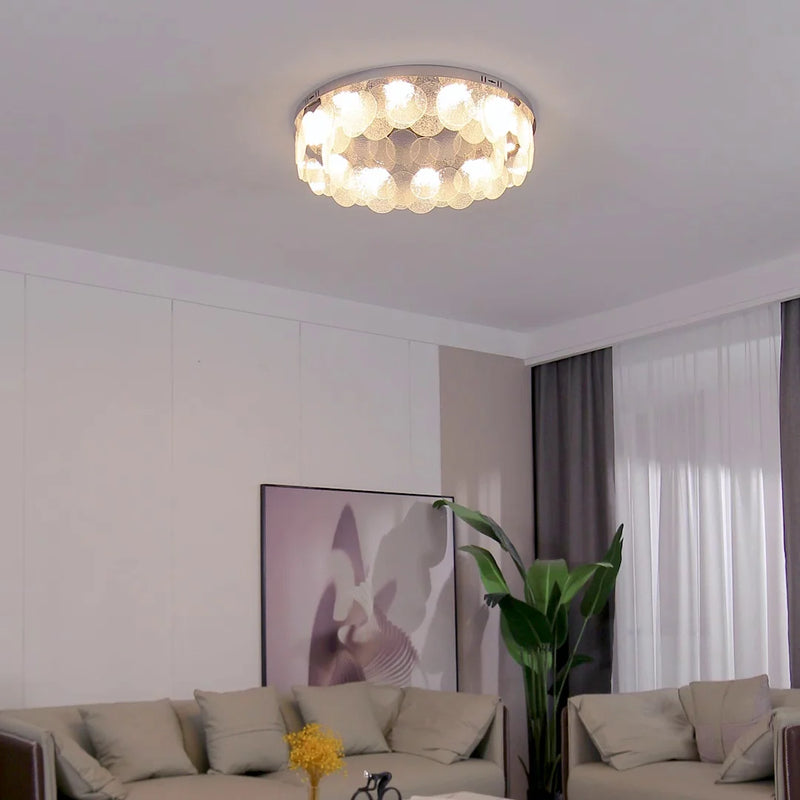 plafonnier led moderne en acier inoxydable et verre pour décoration intérieure