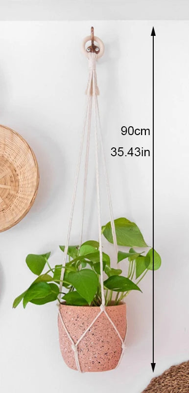 support de plante en macramé suspendu fait main en coton naturel