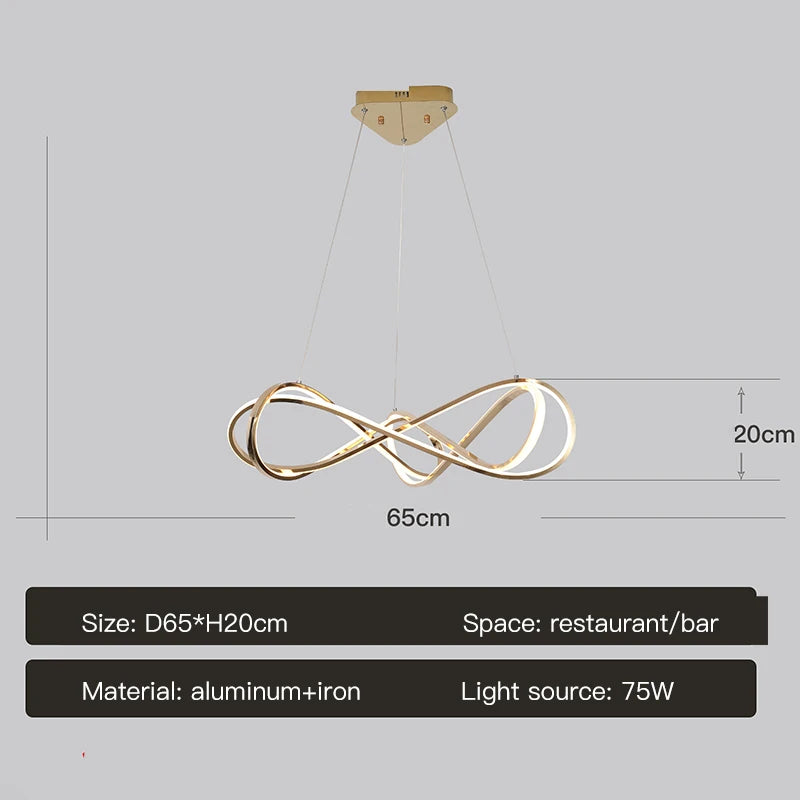 lustre led moderne avec télécommande design élégant et courbé