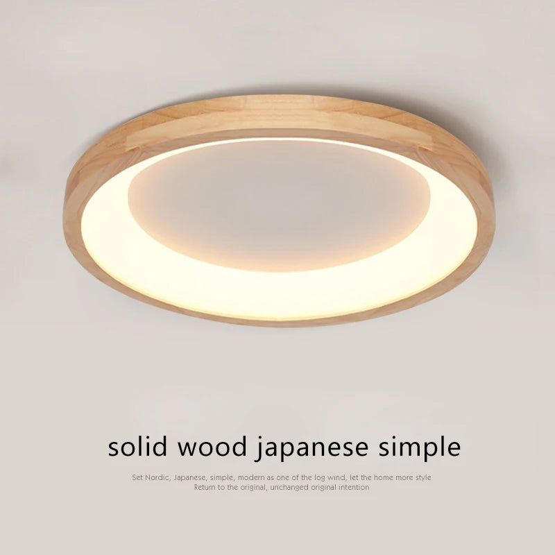 lampes de plafond en bois massif led simple japonais