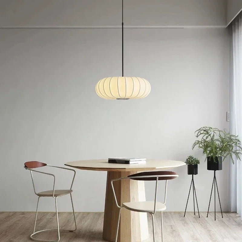 lustre nordique simple wabi sabi en soie led loft