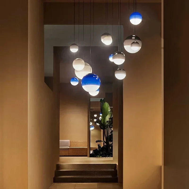 suspension moderne en verre pour décoration lumineuse élégante