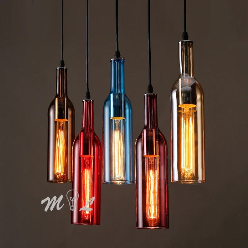 suspension en verre design pour bouteille de vin moderne