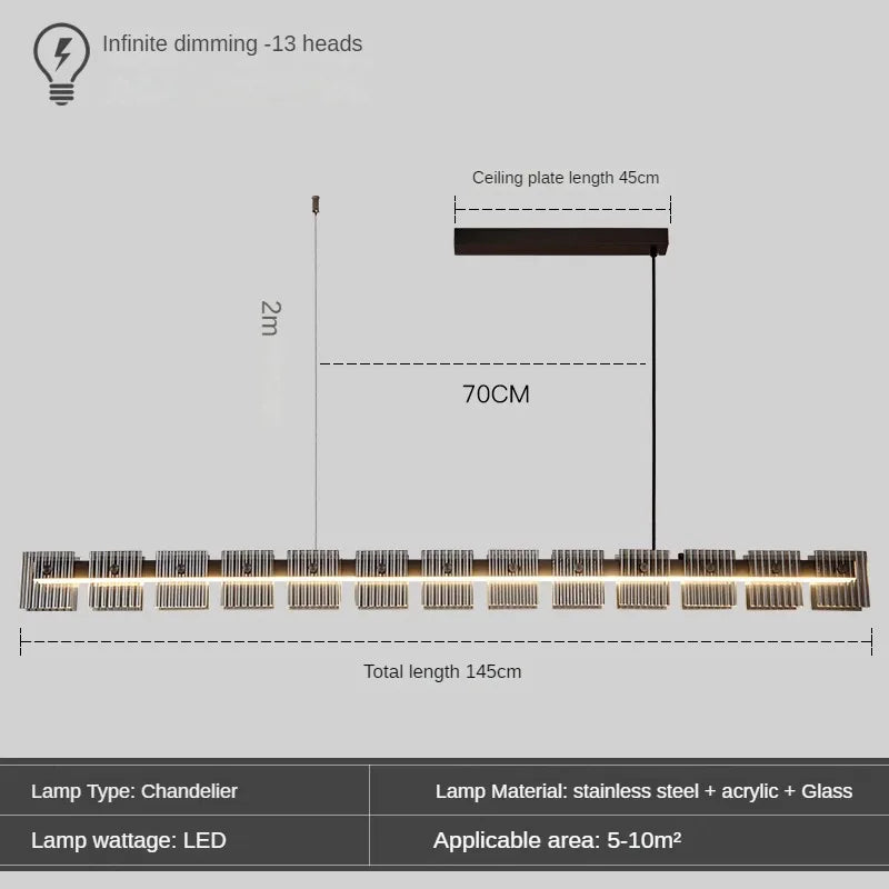 suspension moderne en acier inoxydable avec éclairage led élégant