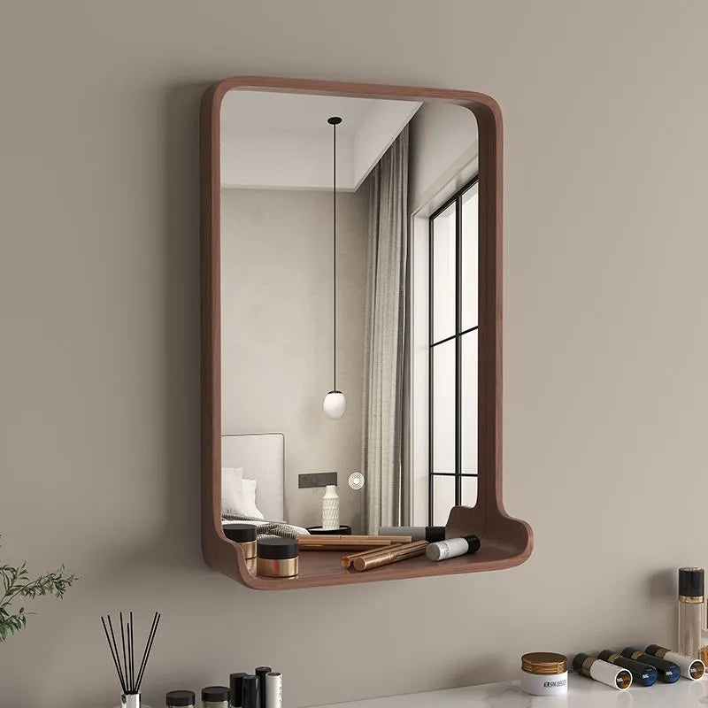 miroir nordique en bois massif pour salle de bain suspendu